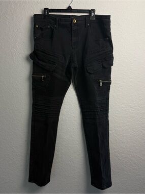 Decibel Men’s 36x34 Black Moto Cargo Jeans